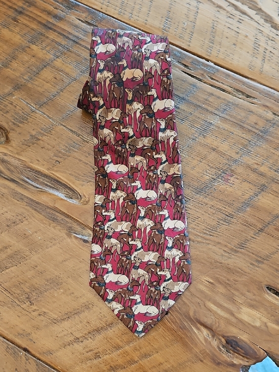 Salvatore Ferragamo Other - Salvatore Ferragamo Burgundy Silk Greyhound Print Tie